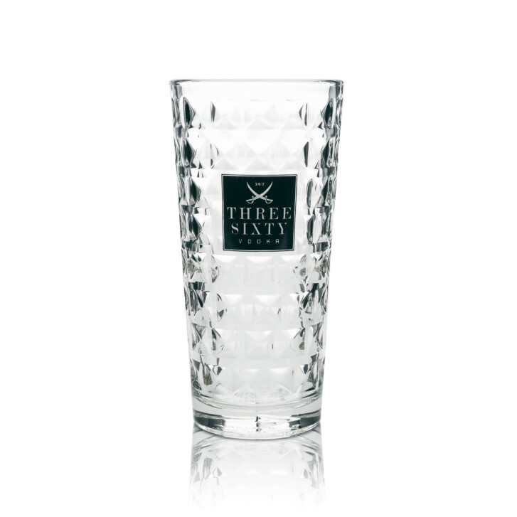 6x Three Sixty Glas 0,33l Longdrink Cocktail Gläser Kristall Relief Gastro Eiche