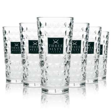 6x Three Sixty Glas 0,33l Longdrink Cocktail Gläser...