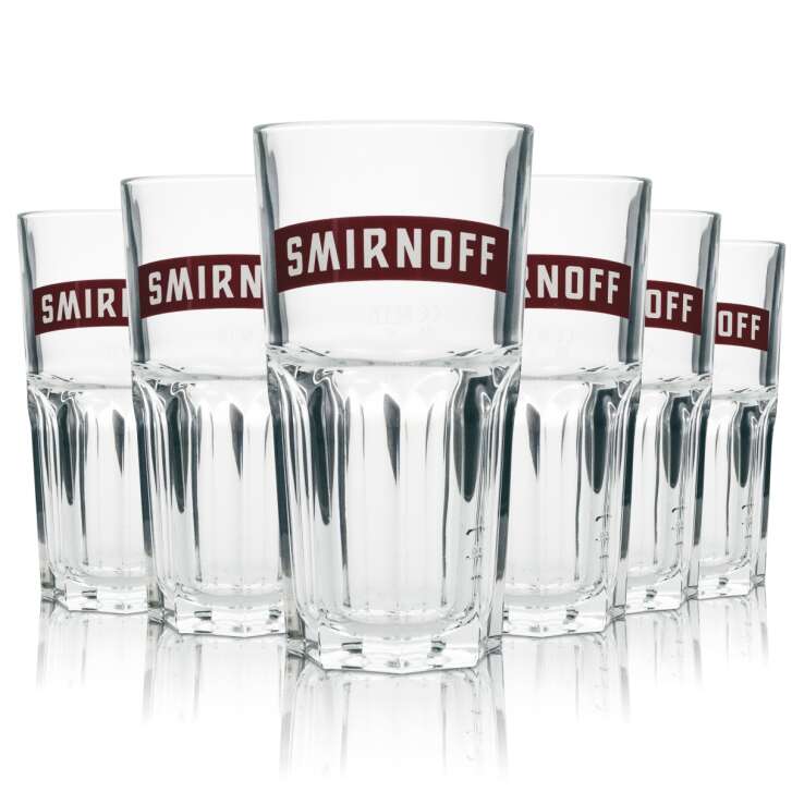 6x Smirnoff Vodka Glas Longdrink rote Schrift