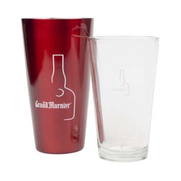Grand Marnier Lik&ouml;r Shaker Boston Rot Metall Glas...