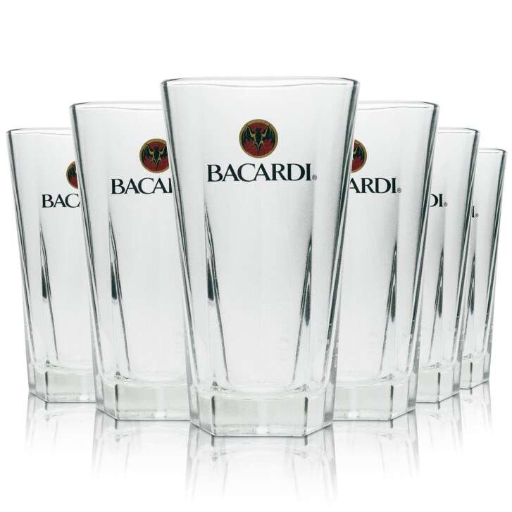 6x Bacardi  Rum Glas Longdrink 5eck 355ml