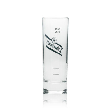 6x Schweppes Softdrink Glas Longdrink schwarzes Logo 200ml