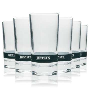 6x Becks Bier Glas Longdrink 250ml grauer Streifen