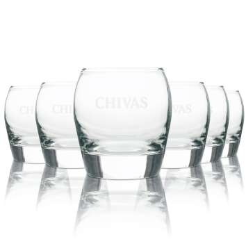 6x Chivas Regal Glas Tumbler weiße Schrift neue Version