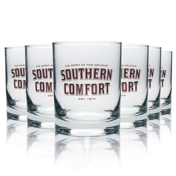 6x Southern Comfort Whiskey Glas Tumbler 400ml rote Schrift