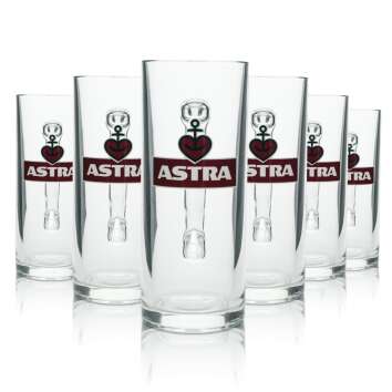 6x Astra Bier Glas Krug rotes Logo 500ml