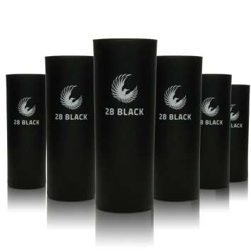 6x 28 Black Energy Glas Longdrink matt schwarz 220ml