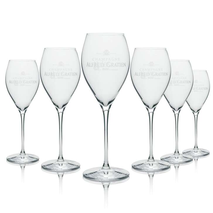 6x Alfred Gratien Champagner Glas Flöte weißes Logo 280ml rastal