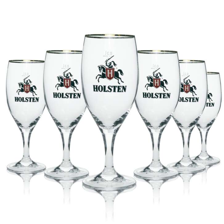 6x Holsten Bier Glas Pokal mit Silberrand 300ml Ritzenhoff