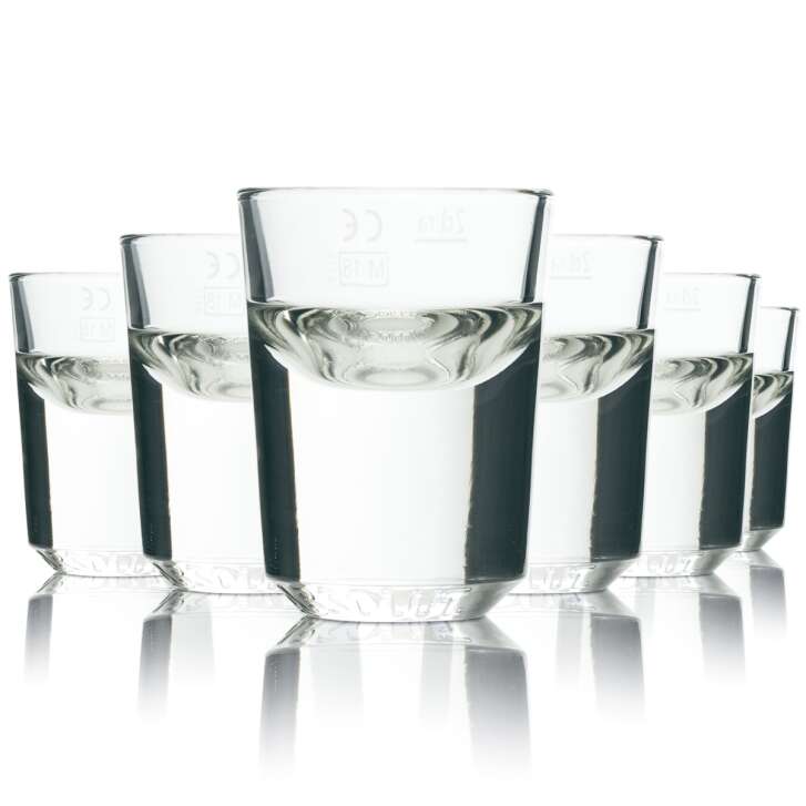 6x Absolut Shotglas 2cl Kurze Stamper Vodka Schnaps Gläser Gastro Geeicht Bar
