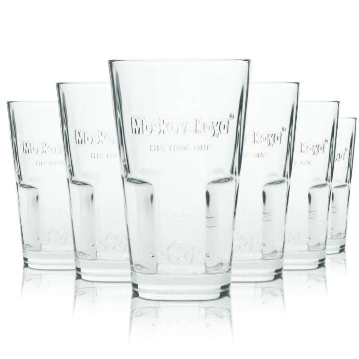 6x Moskovskaya Vodka Glas The True One stapelbar 34cl Cocktail Longdrink Gläser
