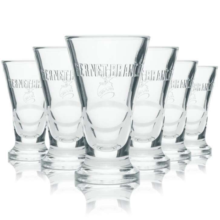 6x Fernet Branca Glas Reliefdesign V-Form Schnapsgläser Shotgläser Likörgläser