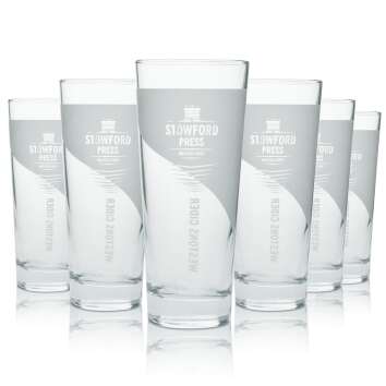 6x Stowford Cider Glas Longdrink Relief 300ml rastal