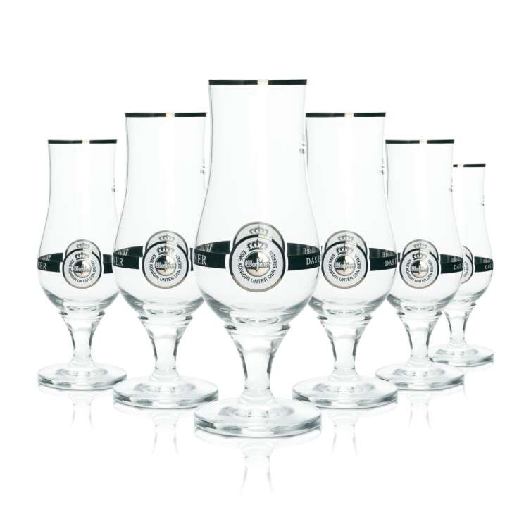 6x Warsteiner Glas 0,3l Exklusiv Pokal Tulpe Goldrand Gläser Geeicht Gastro Bar