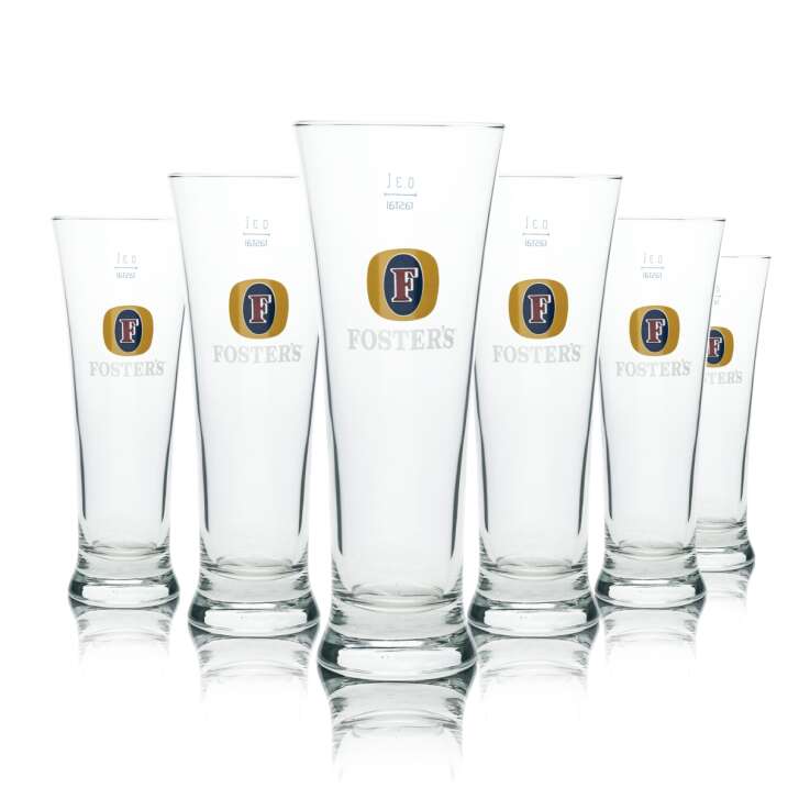 6x Fosters Glas 0,3l Bier Pokal Beer Cup Gläser Australia Gastro Eiche Calibrate
