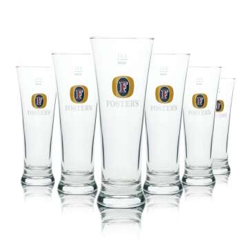 6x Fosters Glas 0,3l Bier Pokal Beer Cup Gläser...