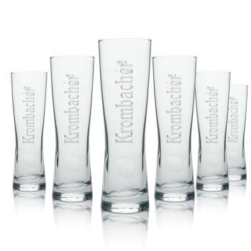 6x Krombacher Glas 0,3l Bier Pokal Tulpe Star Cup Relief...
