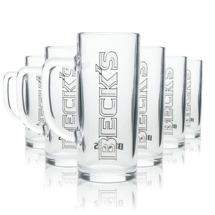 6x Becks Bier Glas 0,5l Krug Donau Sahm