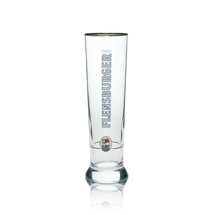 6x Flensburger Bier Glas Pokal mit Goldrand 300ml rastal