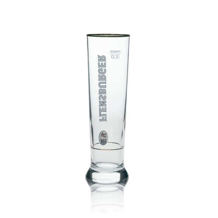 6x Flensburger Bier Glas Pokal mit Goldrand 300ml rastal