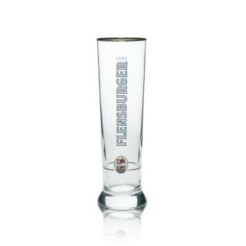 6x Flensburger Bier Glas Pokal mit Goldrand 300ml rastal