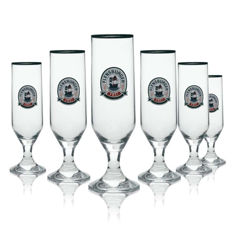 6x Flensburger Bier Glas "Frei" Pilsner Alkoholfrei 300ml 