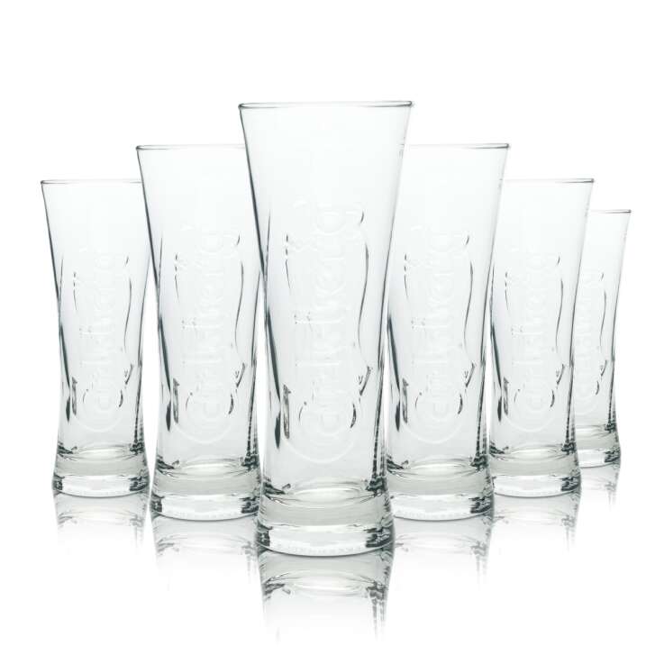 6x Carlsberg Glas 0,4l Bier Pokal Tulpe Cup Kontur Gläser Geeicht Gastro Beer
