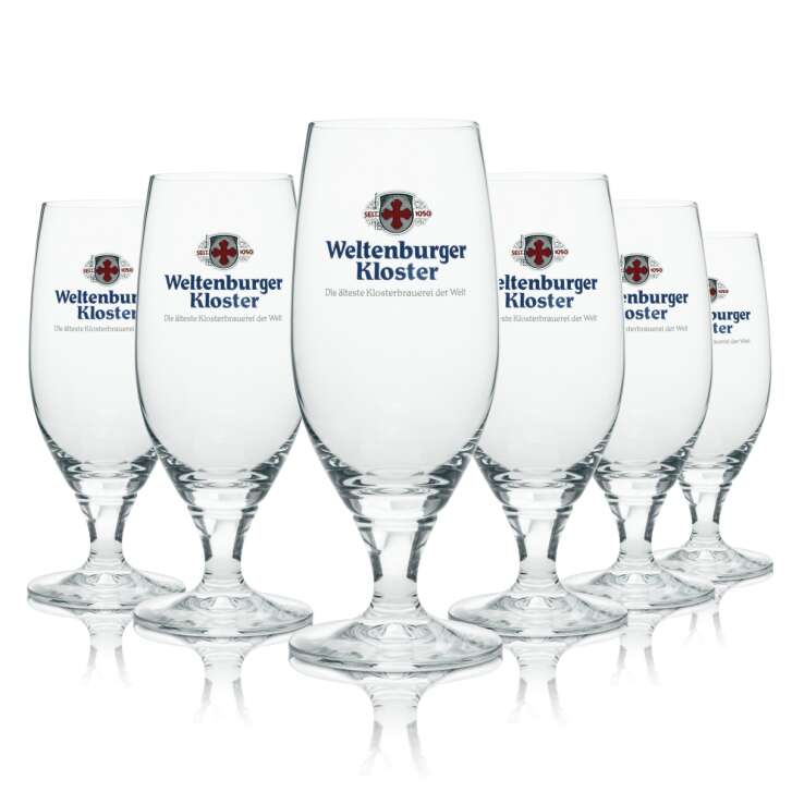 6x Weltenburger Kloster Bier Glas Pokal 0,3l Logo Rot Rastal