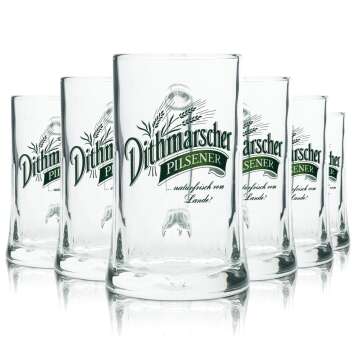 6x Dithmarscher Glas 0,4l Bier Krug Humpen Seidel...