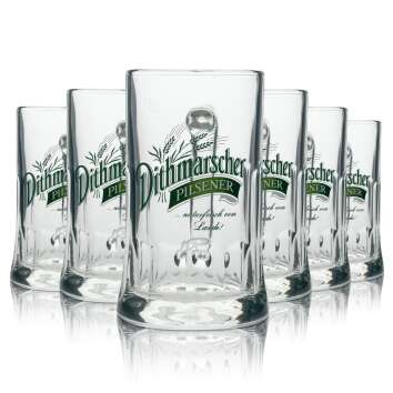 6x Dithmarscher Bier Glas 0,3l Krug Gr&uuml;nes Logo...
