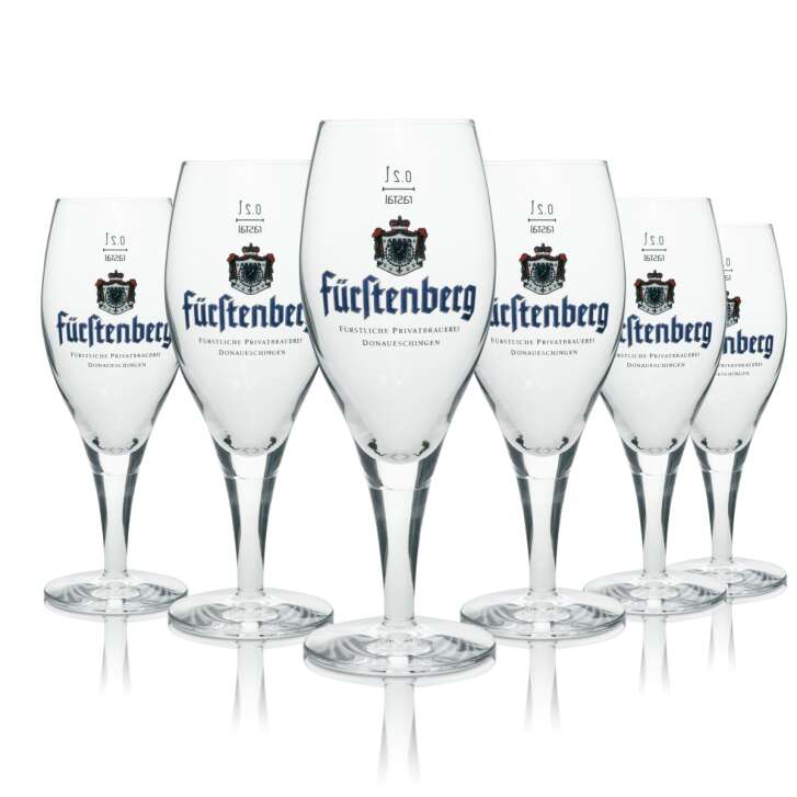 6x Fürstenberg Bier Glas Pokal 0,2l Rastal