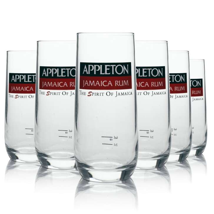 6x Appleton Rum Glas Longdrink Rastal