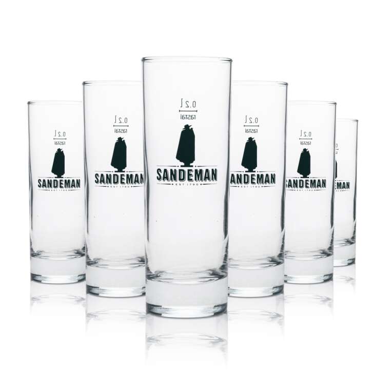 6x Sandeman Wein Glas Longdrinkglas 200ml schwarzes Logo