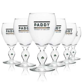 6x Paddy Whiskey Glas Griff mit Kleeblatt