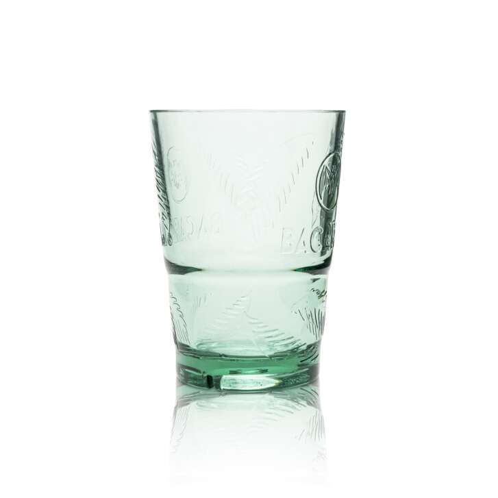 6x Bacardi Kunststoff Mehrwegbecher Glas 0,36l Grüne Longdrinkgläser Palmenmuster