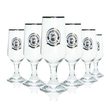 6x Flensburger Glas 0,3l Pokal Tulpe Goldrand Gläser...