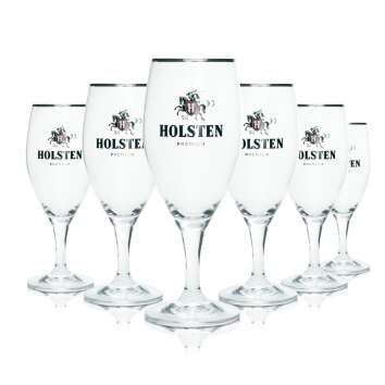 6x Holsten Bier Glas Pokal Premium 0,3l Pils Gläser Export Tulpe Stiel Brauerei
