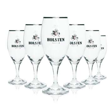 6x Holsten Bier Glas Pokal Premium 0,25l Pils Gläser Export Tulpe Stiel Brauerei