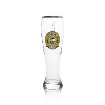 6x Flensburger Bier Glas Weizen 0,3l Goldrand Rastal