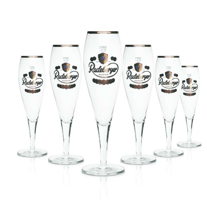 6x Radeberger Glas 0,3l Pokal Tulpe Goldrand Bier Gläser Gastro Geeicht Pils