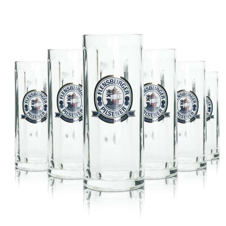 6x Flensburger Glas 0,5l Bier Krug Humpen Seidel Kontur Gläser Gastro Geeicht