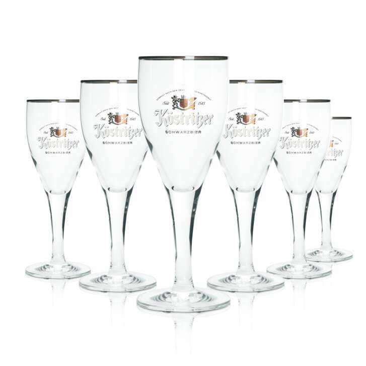 6x Köstritzer Glas 0,3l Pokal Tulpe Goldrand Bier Gläser Gastro Bar Schwarzbier
