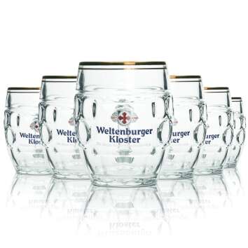 6x Weltenburger Kloster Bier Glas Krug 0,4l Stölzle Seidel Henkel Gläser Humpen