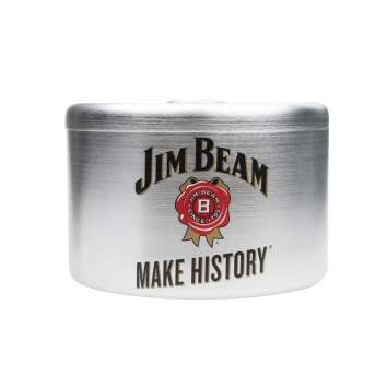 1x Jim Beam Whiskey Flaschenkühler Silber rund Metall Make History