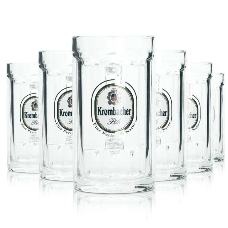 6x Krombacher Bier Glas Krug 0,3l Sahm Relief Pils Seidel Henkel Gläser Krüge