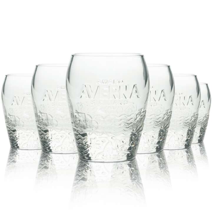 6x Averna Glas 0,15l Tumbler Kontur Relief Gläser Amaro Siciliano Gastro Geeicht
