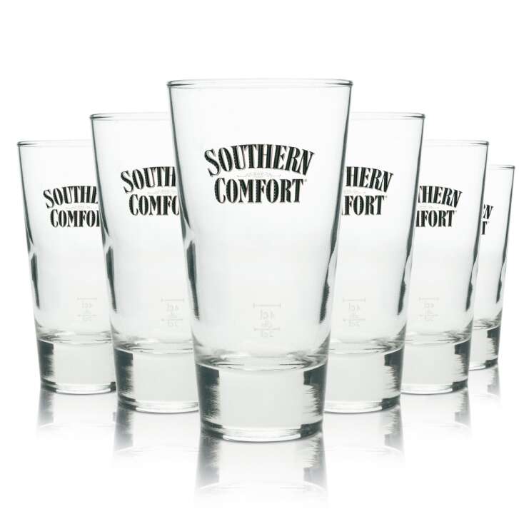 6x Southern Comfort Whiskey Glas Longdrink braunes Logo