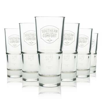 6x Southern Comfort Whiskey Glas Longdrink wei&szlig;es...