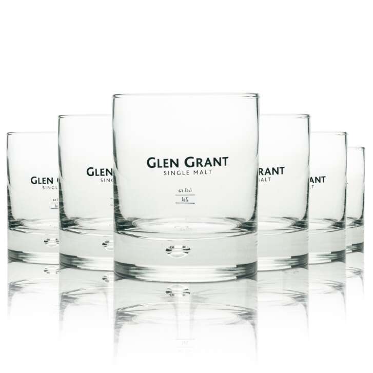 6x Glen Grant Whsikey Glas Luftblase Logo schwarz Single Malt 4cl Rastal