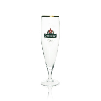 6x Feldschlößchen Bier Glas Pokal 0,4l Goldrand Logo grün Ritzenhoff